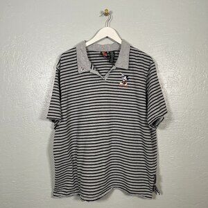 Vintage Disney Mickey Mouse Women Plus Size 26W 28W Black Gray Stripe Polo